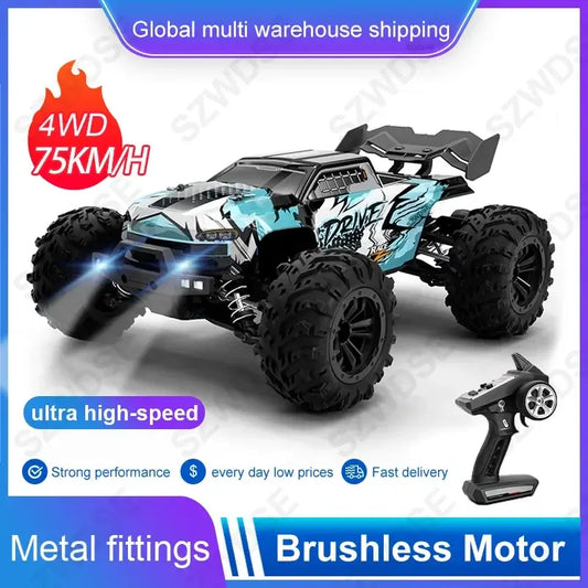 High Speed RC Car 4WD off-road vehicle capable of 75KM/H with brushless motor and remote control.
