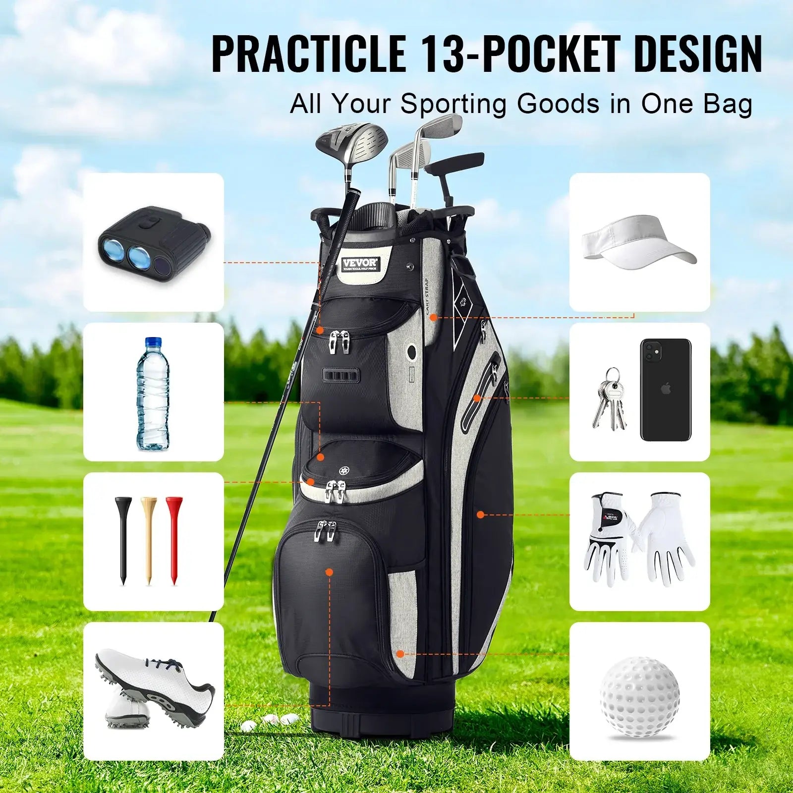 Sportsman Specialty Products VEVOR Golf Cart Bag with 14 Way Organizer Divider Top Pockets Premium