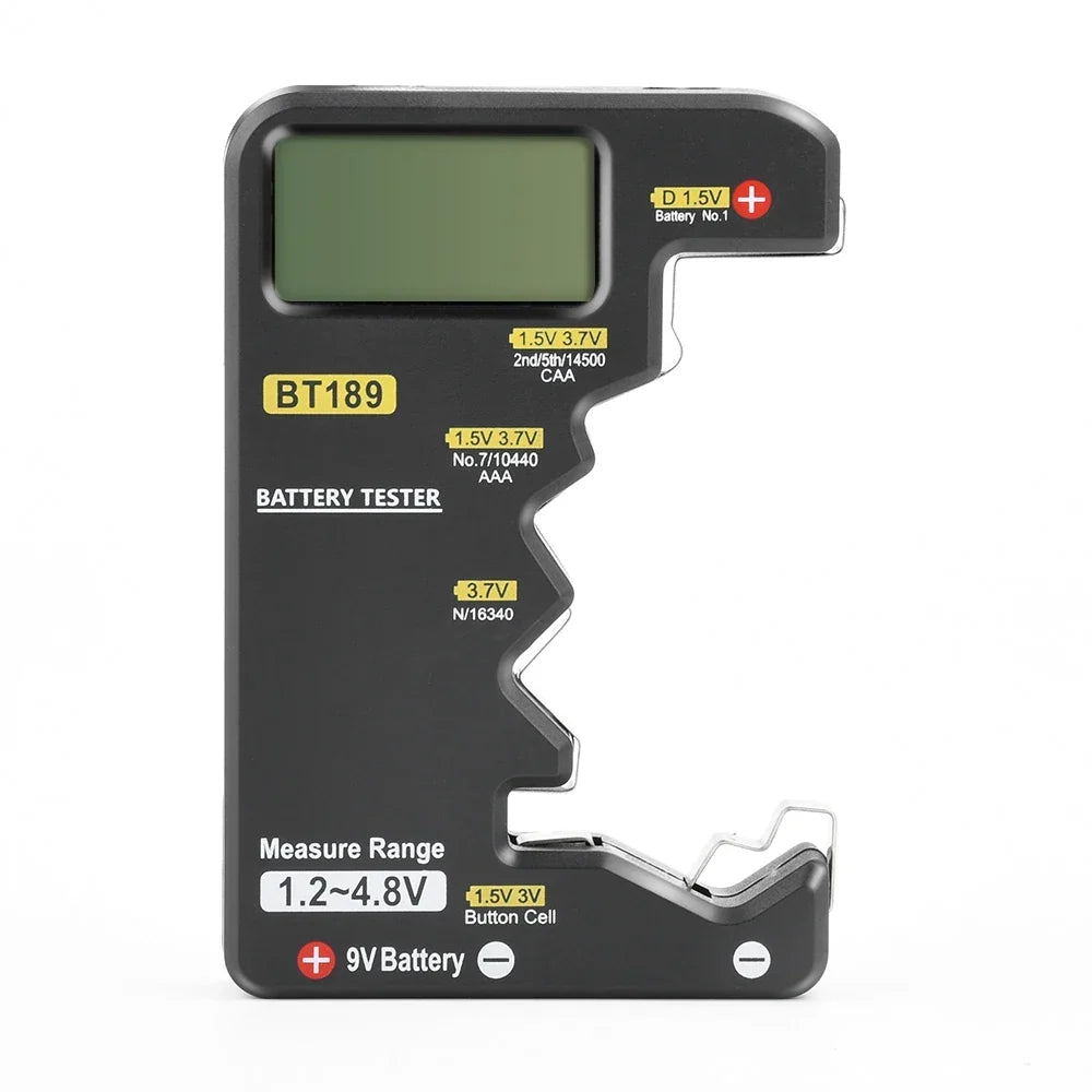 BT189 Digital Battery Tester LCD Display AA/AAA/9V/1.5V Button Cell Battery Capacity Check Detector Capacitance Diagnostic Tool