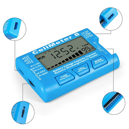 CellMeter-8 LCD Digital Battery Capacity Checker RC 1-8S battery