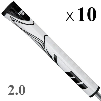 Golf Putter Grip featuring a sleek design in white and black, showcasing the 2.0 size.
