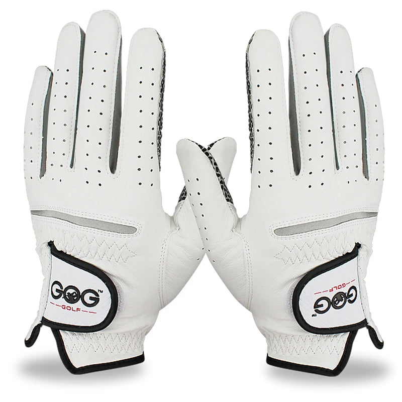 breathable sheepskin golf gloves showing the palm and back view, designed for comfort and grip during play.