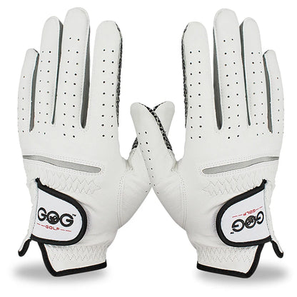 breathable sheepskin golf gloves showing the palm and back view, designed for comfort and grip during play.