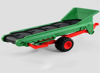 Remote Control Tractor toy green trailer with black loading bed and red wheels for children's play