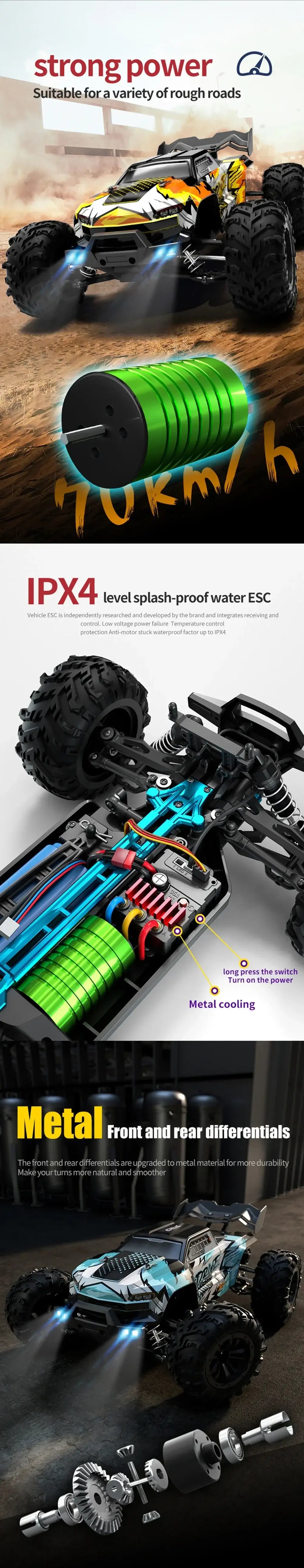WLtoys 16101 Pro 1:16 75KM/H 4WD RC Car With LED Light Sportsman Specialty Products