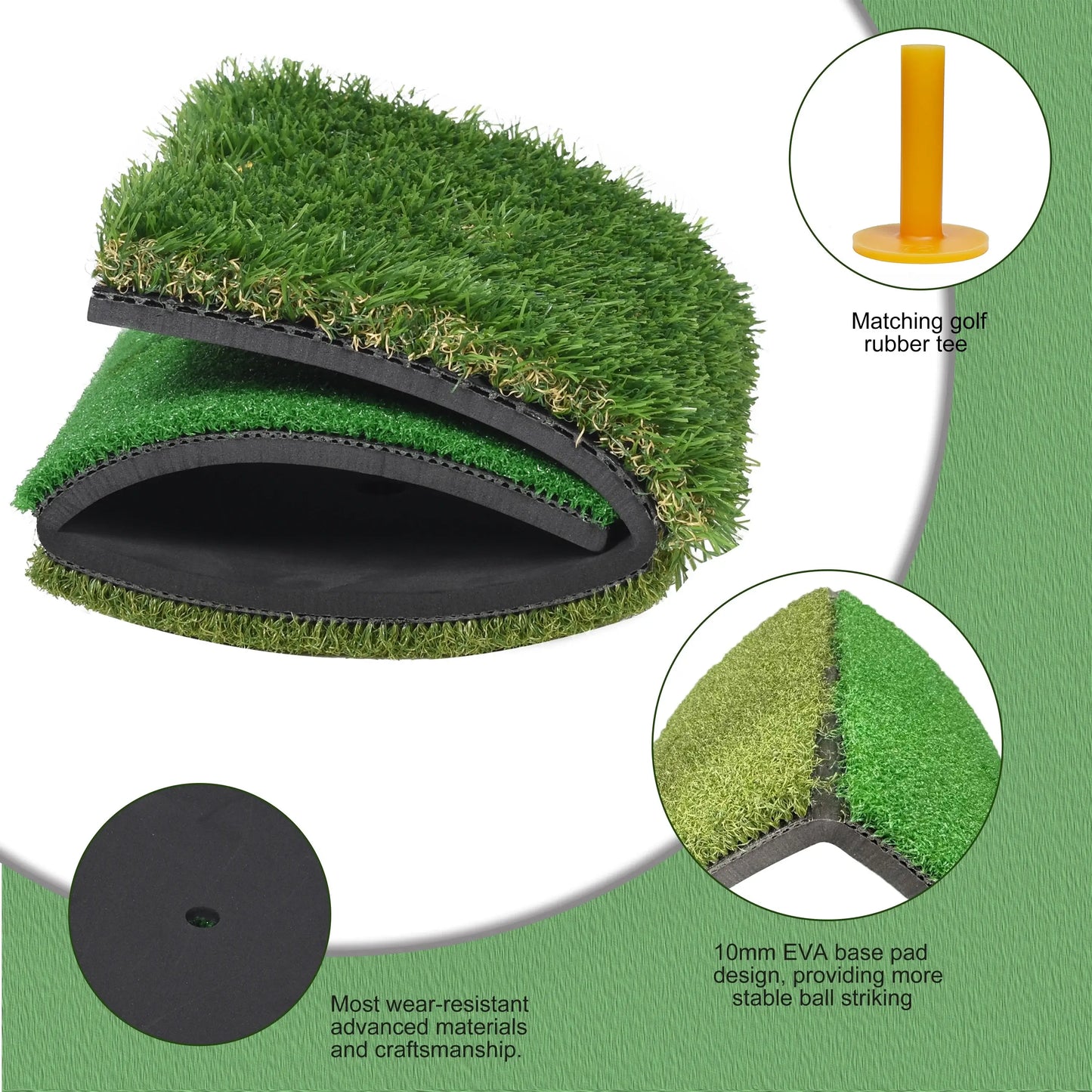 Golf Hitting Mat 30*60Cm Indoor Outdoor Mini Practice Durable