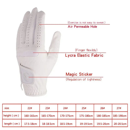 Men's Left Hand Golf Glove Right Hand Micro Soft Fiber