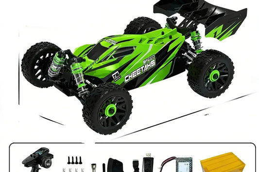 high speed 4WD RC cars XDKJ-001 in green with remote control, achieving speeds of 95KM/H, featuring a racing design.