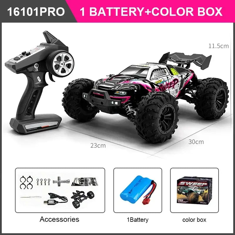 High Speed RC Car 4WD with remote control and accessories, 70KM/H off road vehicle.