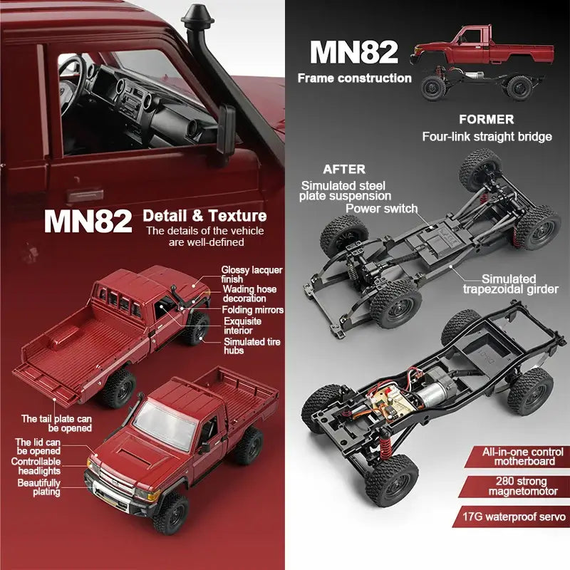 ZWN MN82 1:12 Retro Rc Car With LED Lights Full-scale Simulation LC79 Professional Sportsman Specialty Products