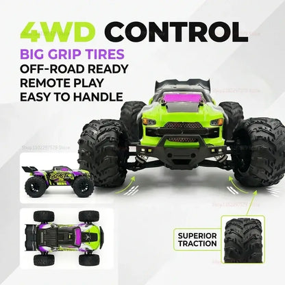 High speed remote control car 80KMH with big grip tires and 4WD control for superior traction.