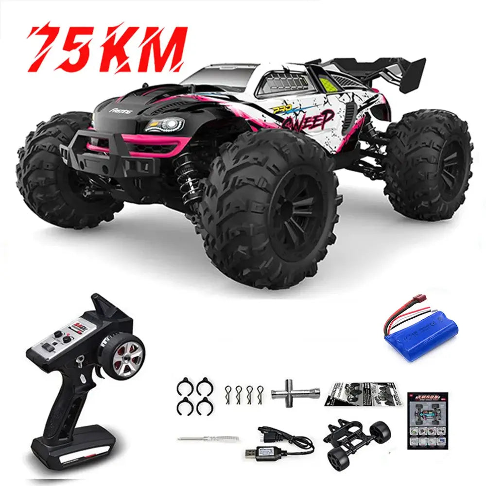 75KMH or 50KMH 4WD RC Car with LED Remote Control Cars# 1:16 75KM/H or 50KM/H 4WD RC Car with LED Remote Control Cars Experience high-performance off-road racing with this dual-speed 4WD RC car, engineered for both competitive enthusiasts and casual drive