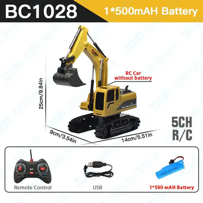 ZWN 2.4G Remote Control Excavator with 500mAh battery and remote control features.
