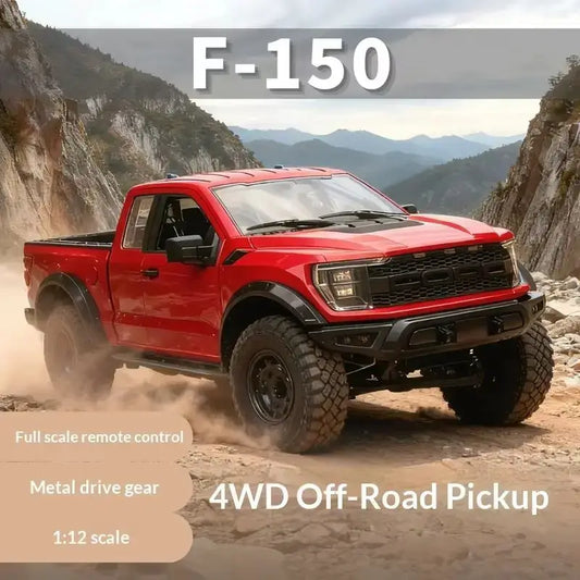 F-150 Raptor RC truck 1:12 Scale 4WD Off-Road Pickup with detailed design and remote control features.