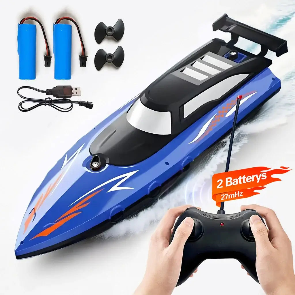 High-Speed RC Boat for Kids, Waterproof 27MHz Dual Motor with remote and batteries