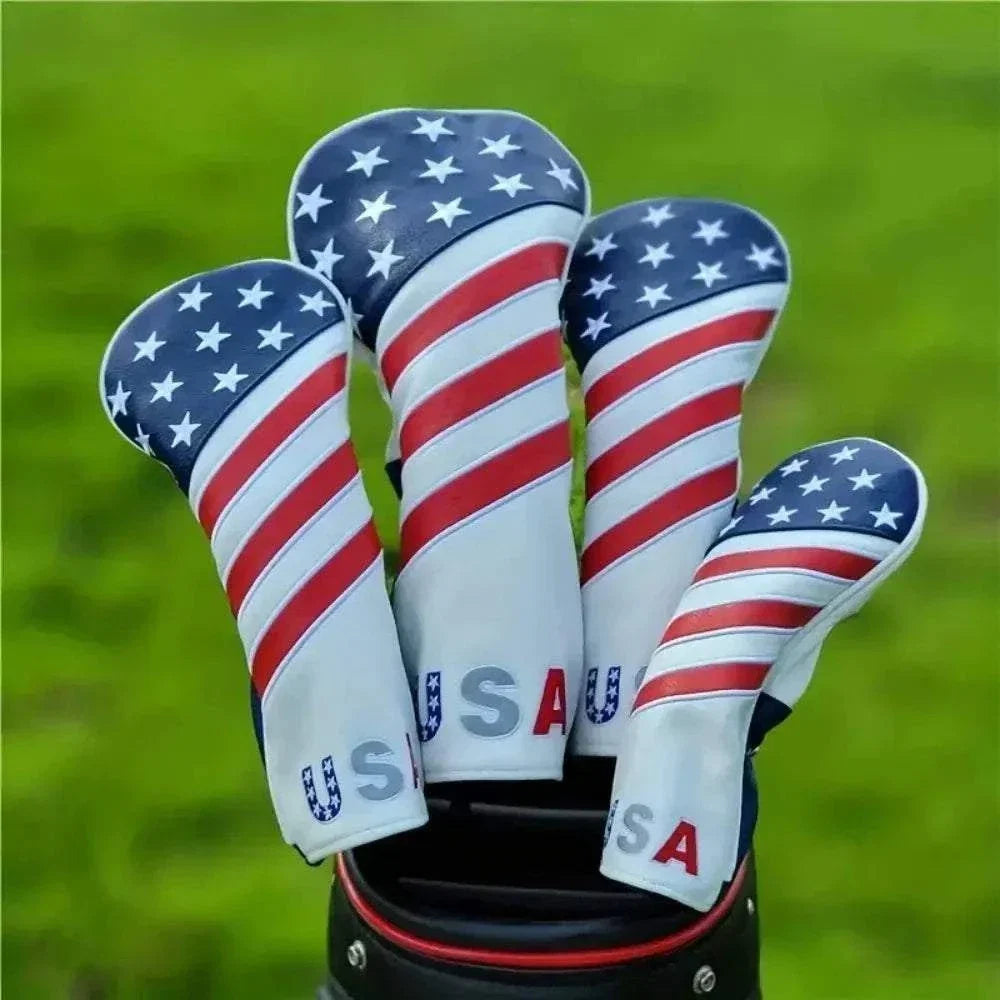 American flag golf club head covers protecting clubs