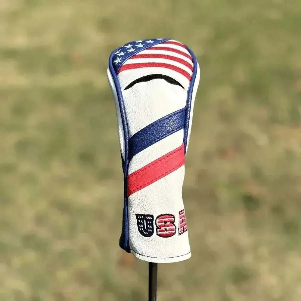 Patriotic American flag golf club head covers set