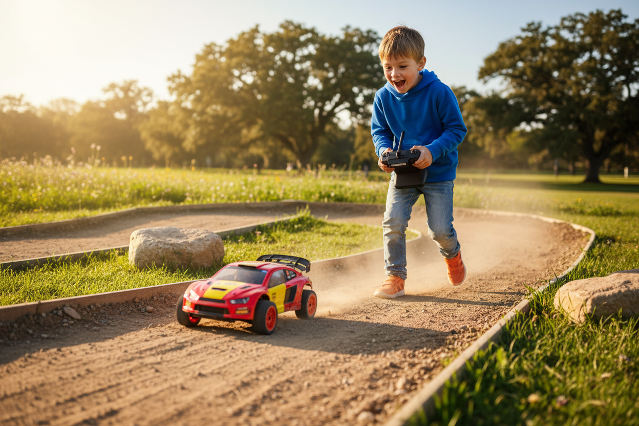 boy with rc car
