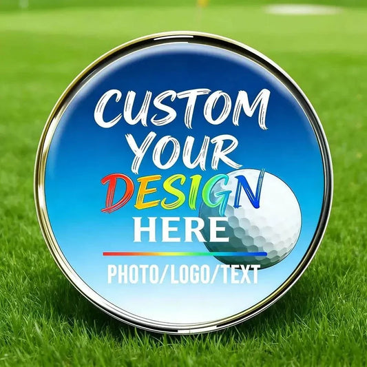Set of 12 customizable metal golf ball markers with photo logo engravings