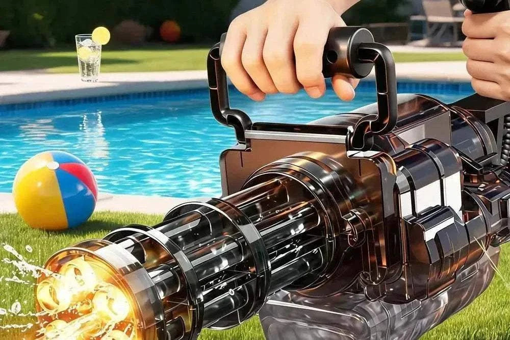 Electric water cannon for adults with rotating high-pressure water streams for outdoor fun