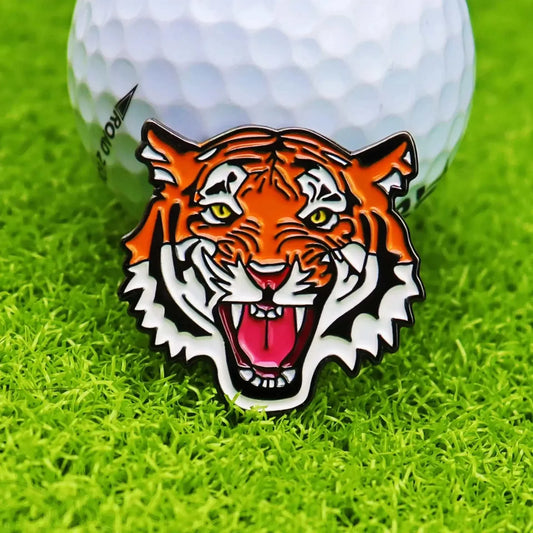 compact metal golf ball marker hat clip attached to golf hat brim