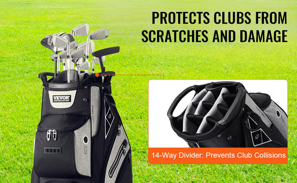 Sportsman Specialty Products VEVOR Golf Cart Bag with 14 Way Organizer Divider Top Pockets Premium