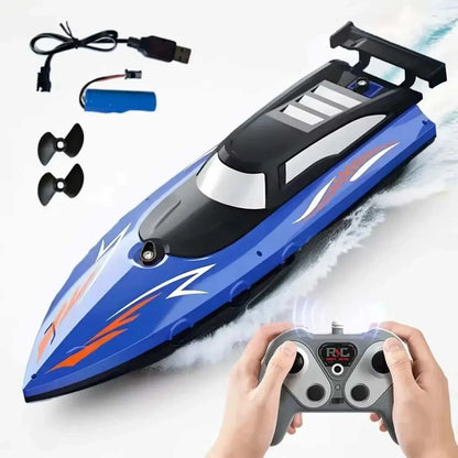 high speed red and blue RC speed boats on water