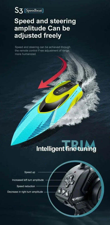 S3 high-speed remote control boat on water
