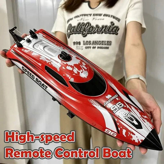 High-speed remote control boat with waterproof design and LED lights