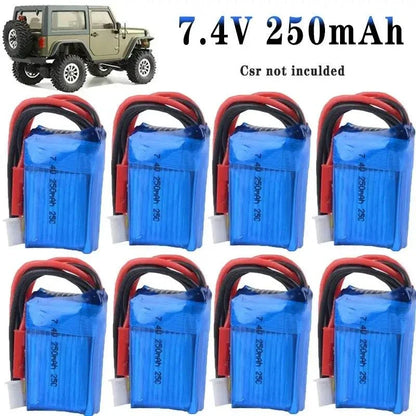 7.4V 250mAh lithium batteries for RC cars with JST connector