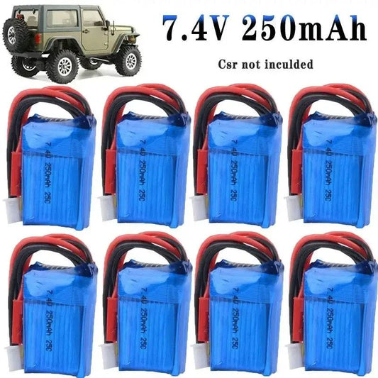 7.4V 250mAh lithium batteries for RC cars with JST connector