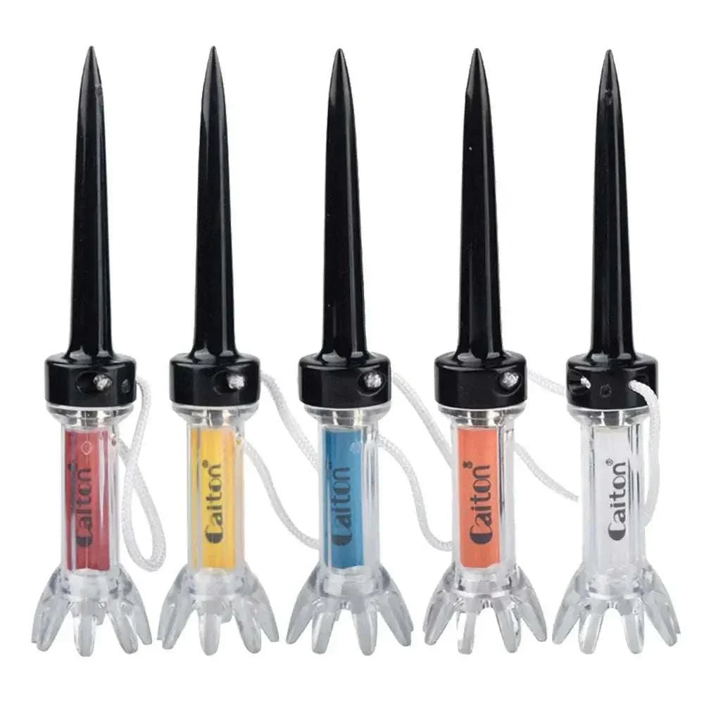 Set of magnetic plastic golf tees in various colors