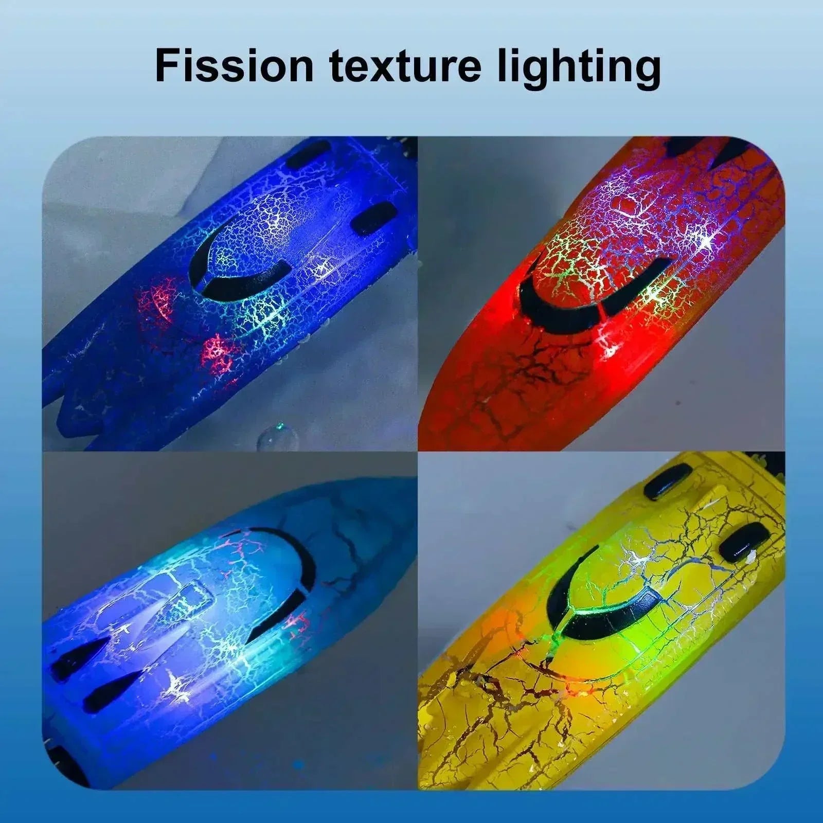 Mini RC speedboat with LED lights for water play