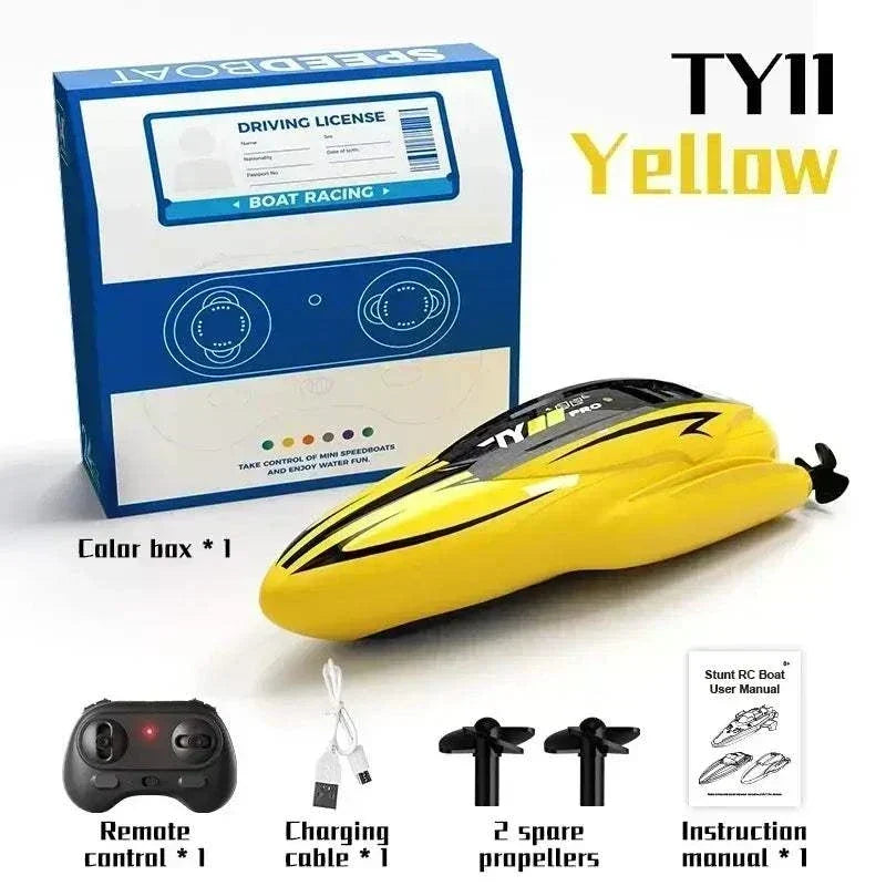 Mini RC remote control boat with LED lights on water