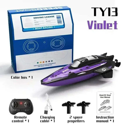 Mini remote control speedboat with LED lights for water play