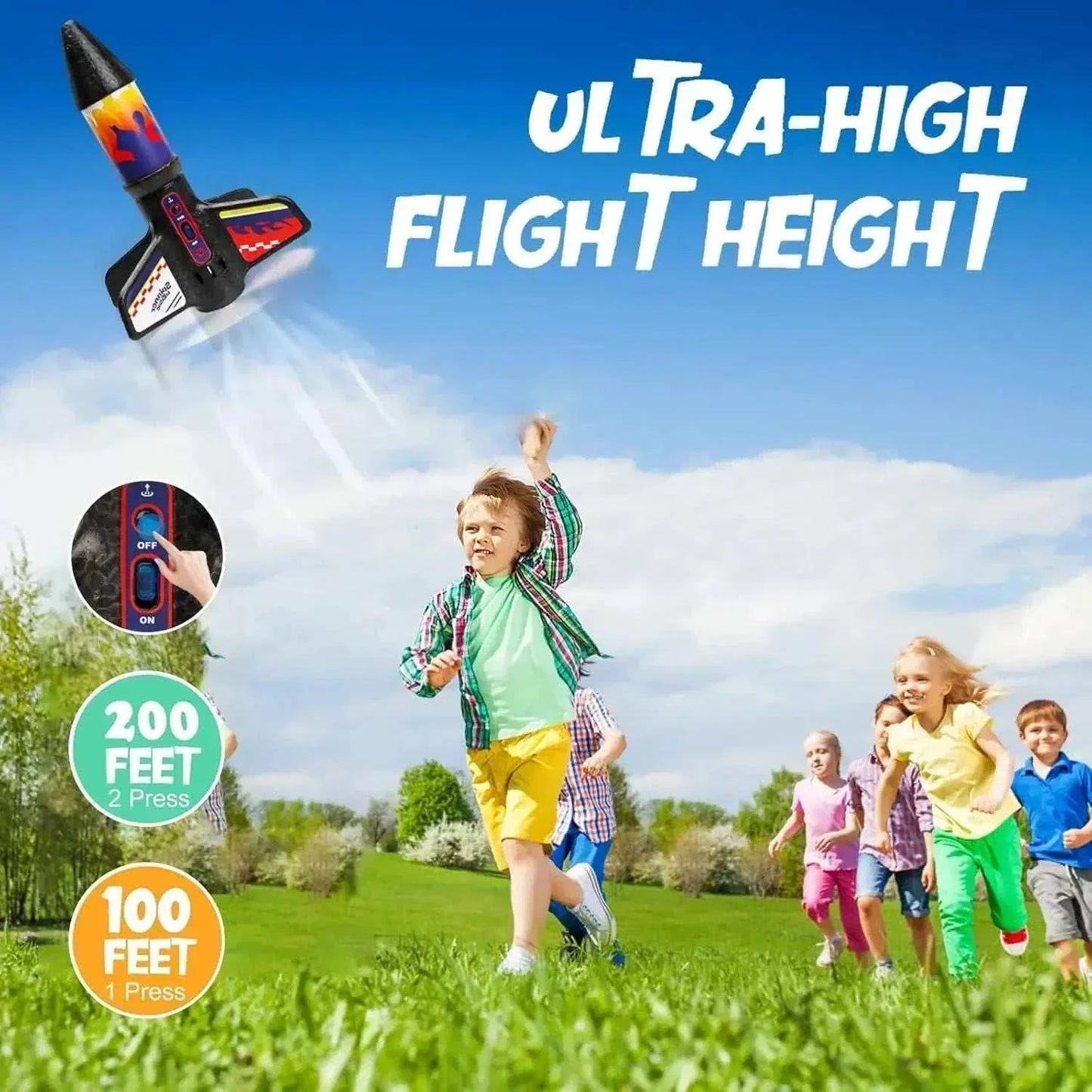 motorized air rocket toy for kids with usb charging and led lights