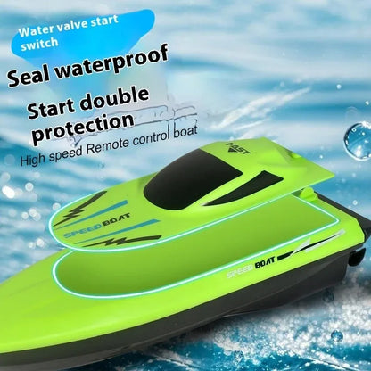 Green and black remote control speed boat toy with waterproof seal and double protection design for water play, RC Boats Pool Toys