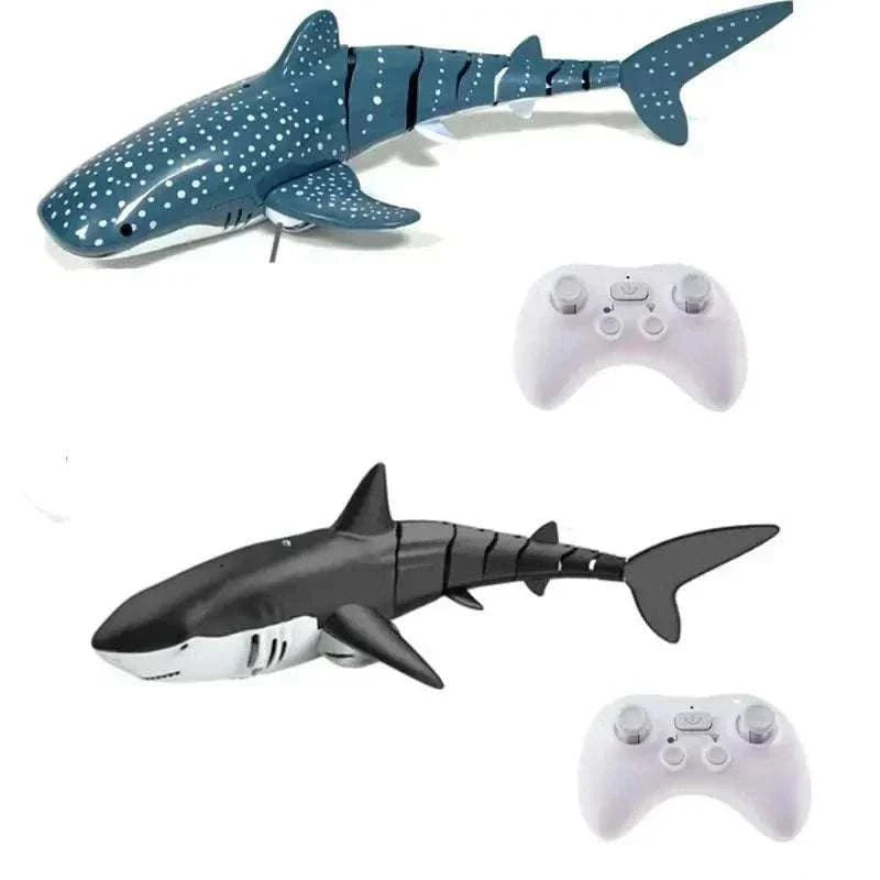 Remote controlled RC shark whale water spray toy in pool