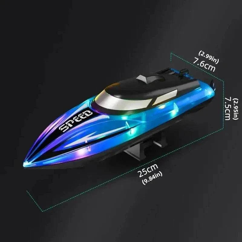 Children's RC speedboat toy with 2.4GHz remote control on water