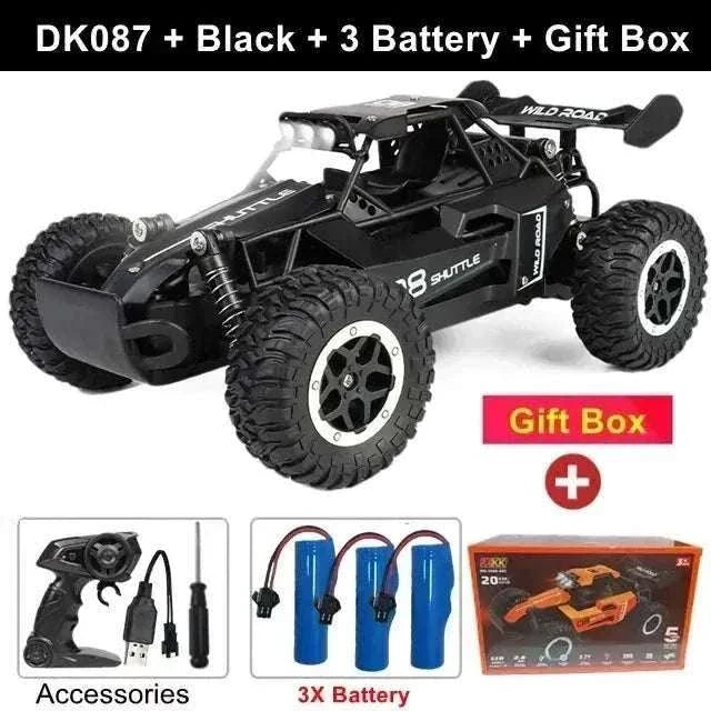 116 RC Car Remote Control DK087 Black with 3 Battery and Gift Box for racing fun and adventure.