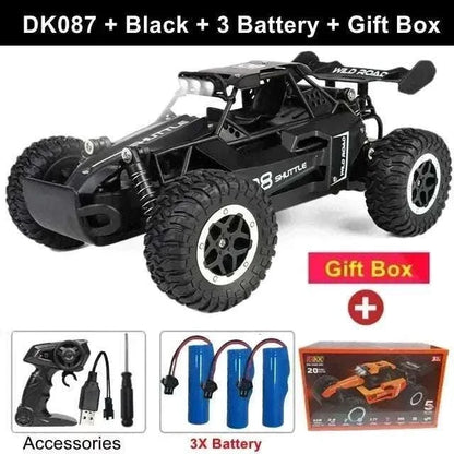 116 RC Car Remote Control DK087 Black with 3 Battery and Gift Box for racing fun and adventure.
