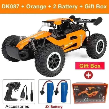 116 RC Car Remote Control in orange with two batteries and gift box, ideal for kids and RC enthusiasts.