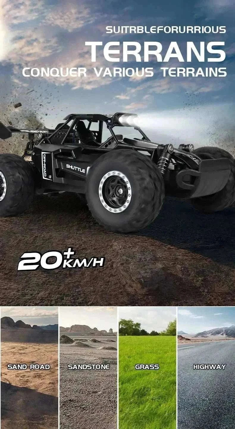 116 scale RC vehicle for kids with remote control on outdoor terrain