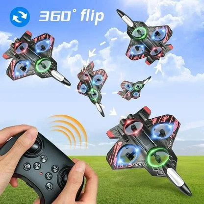 L101 kids remote control airplane with LED lights flying outdoors