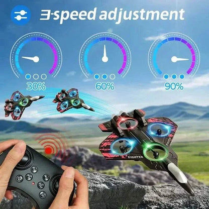 L101 kids remote control airplane with LED lights flying outdoors
