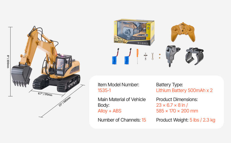 VEVOR 2.4G Remote Control Excavator Dump Truck 3 in 1 Sportsman Specialty Products