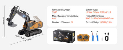 VEVOR 2.4G Rc Excavator 1:20 Scale with Lights & Sounds Construction Vehicle Sportsman Specialty Products