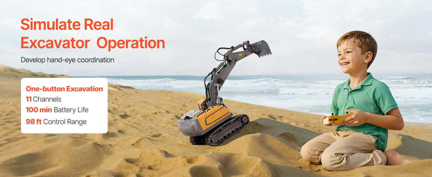 VEVOR 2.4G Rc Excavator 1:20 Scale with Lights & Sounds Construction Vehicle Sportsman Specialty Products