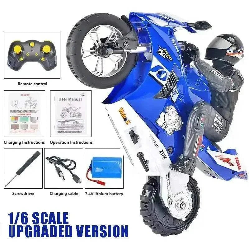 1:10 scale electric remote control motorcycle for outdoor racing and stunts