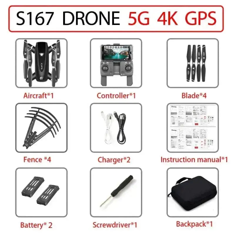 Sportsman Specialty Products Drone 5g 4k pixels GPS 2B / China Drone With Camera 5G RC Quadcopter Drones HD 4K S167 GPS